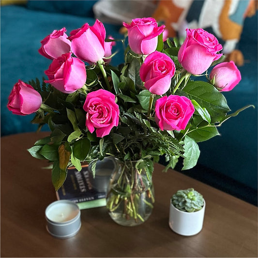 Long Stem Pink Rose Bouquet – Citrus Valley Florist, West Covina CA