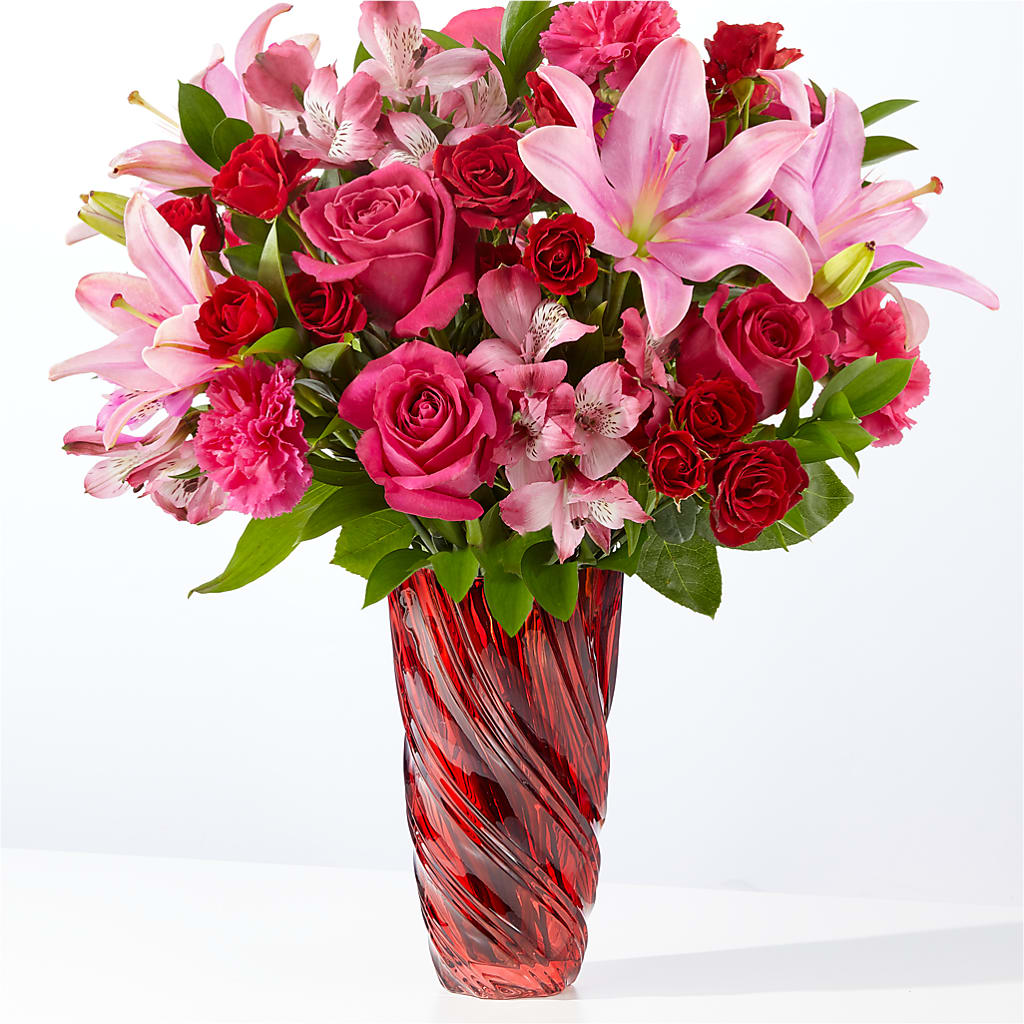 In Love Bouquet with Luxe Swirl Vase – Citrus Valley Florist, West Covina CA