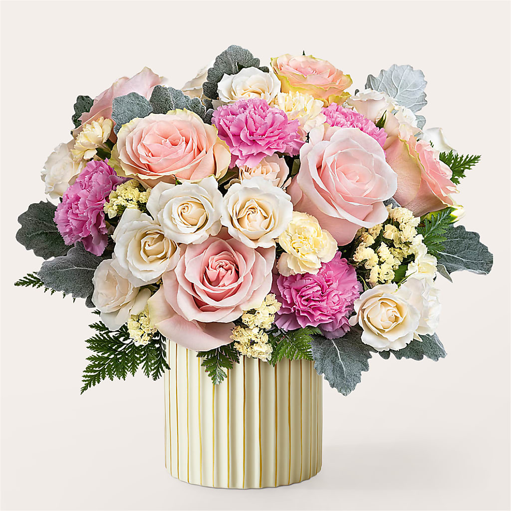 Blissful Moments Bouquet with Ivory Vase – Citrus Valley Florist, West Covina CA