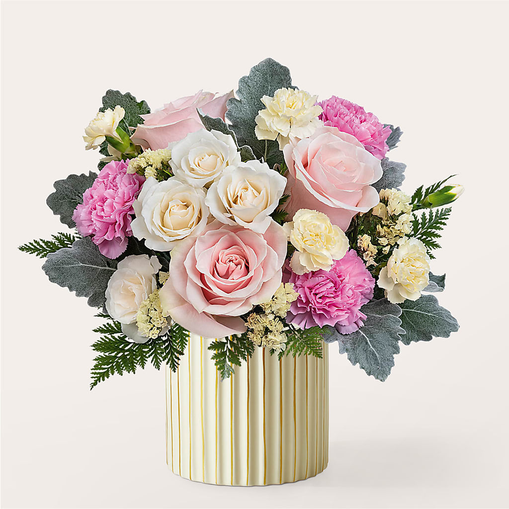 Blissful Moments Bouquet with Ivory Vase – Citrus Valley Florist, West Covina CA