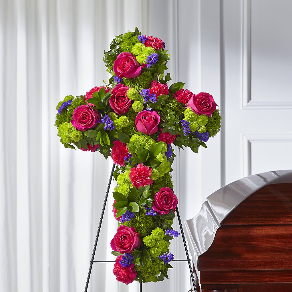 Tribute Rose Floral Cross – Citrus Valley Florist, West Covina CA
