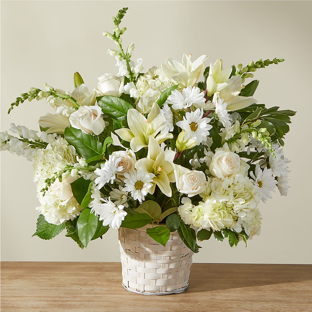 Ivory Elegance Floral Basket – Citrus Valley Florist, West Covina CA