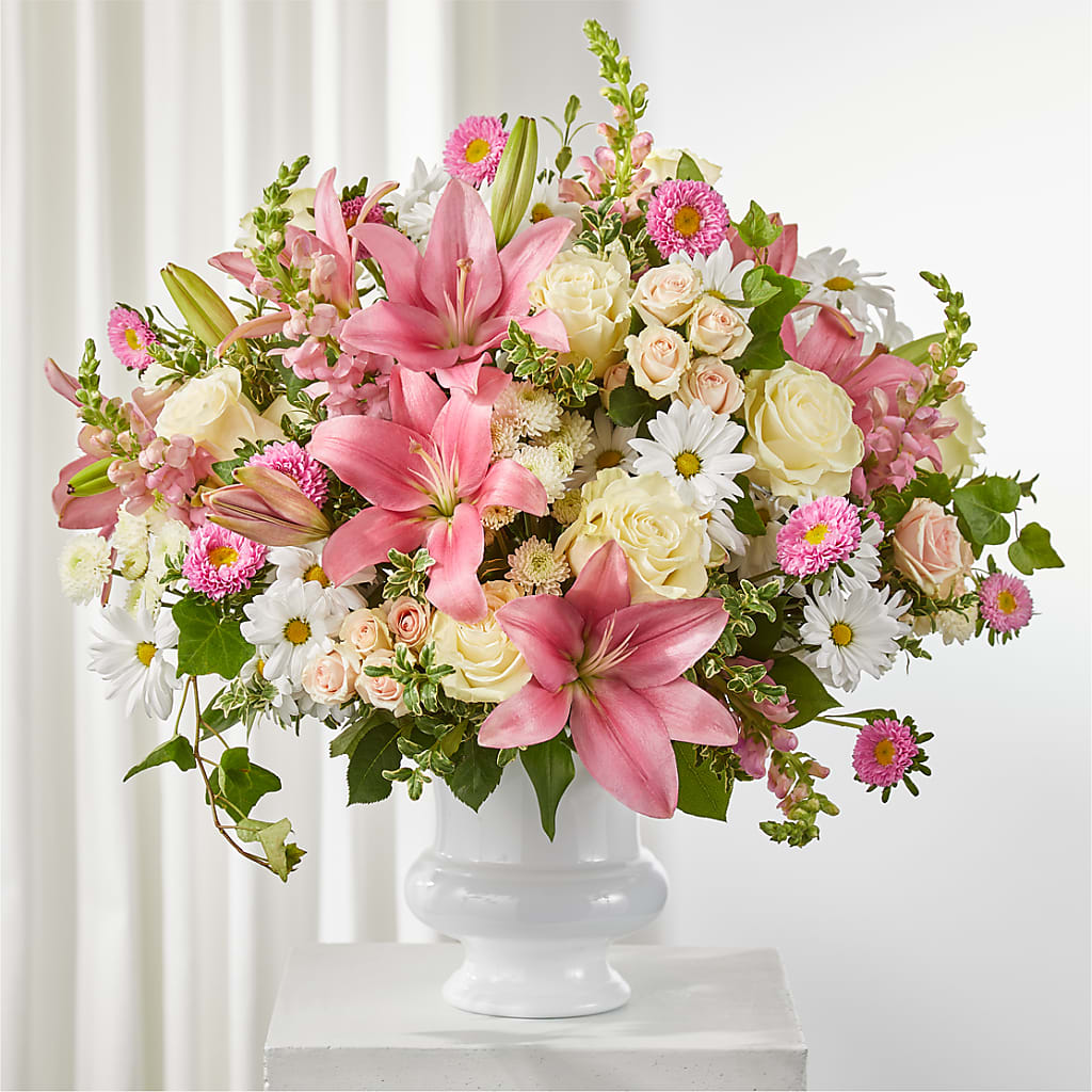 Empathetic Blooms Urn Arrangement – Citrus Valley Florist, West Covina CA