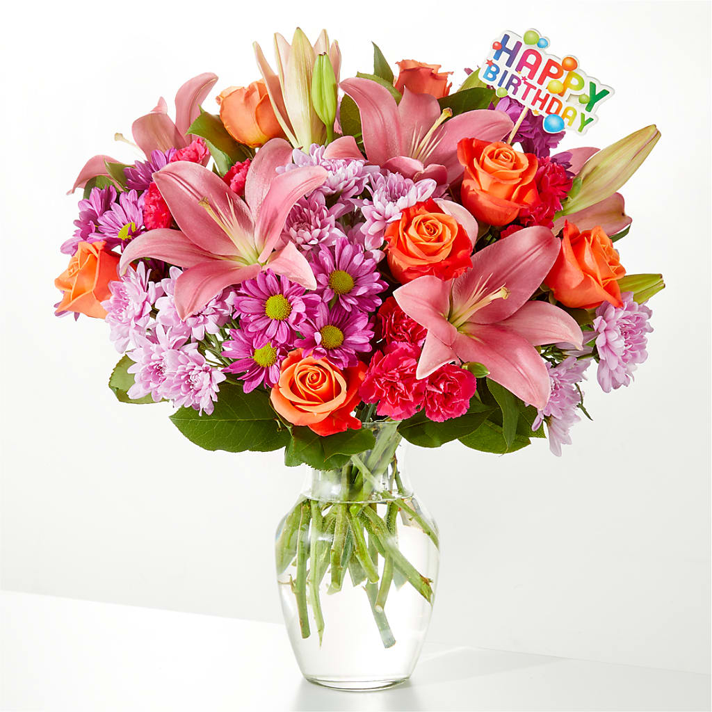 One and Only Bouquet & Happy Birthday Topper – Citrus Valley Florist, West Covina CA
