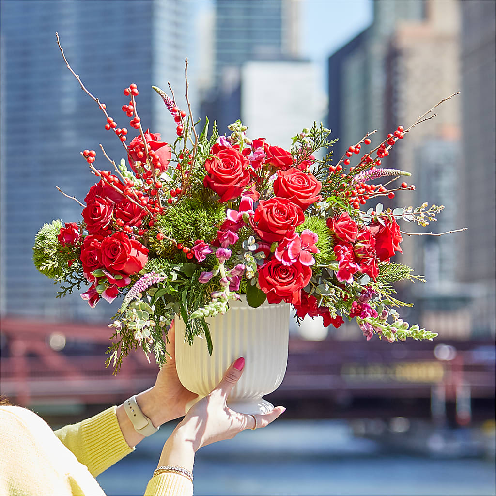 Big Red Bow Bouquet –  Citrus Valley Florist, West Covina CA