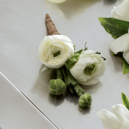 White Ranunculus Boutonniere –  Citrus Valley Florist, West Covina CA